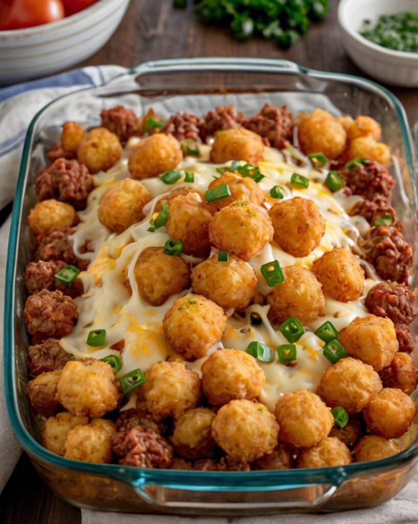 a serving of tater tot casserole on a plate